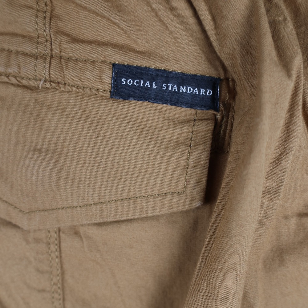 Social Standard Scout Poplin Surplus Pants Womens Large Caramel Cargo Drawcord - Picture 7 of 15